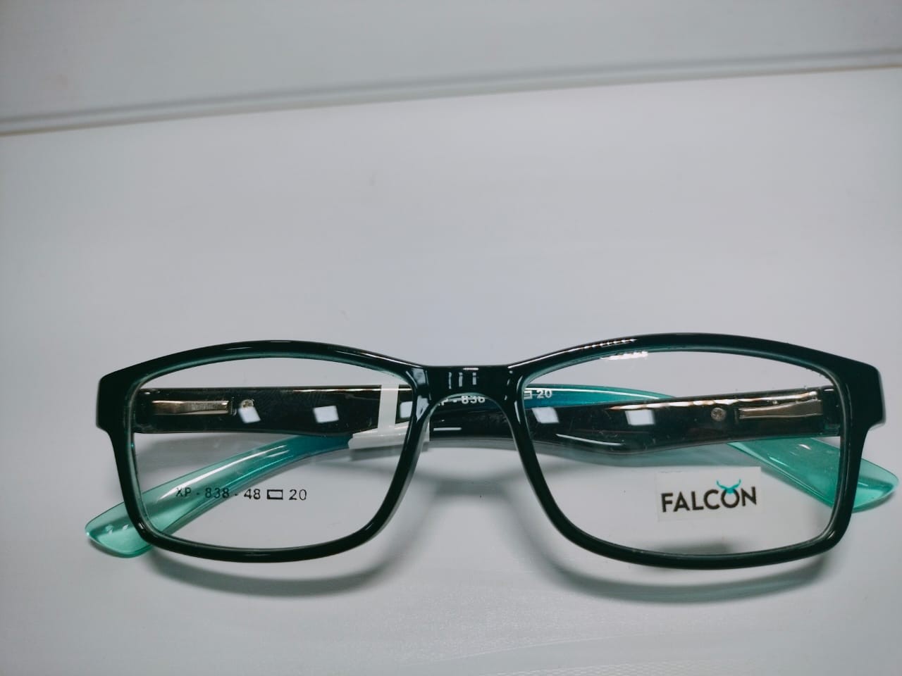 Brand Falcon Shiny Black 2 Tone Color Sunglasses (Chashma) || Sky Blue Eyewear Specs