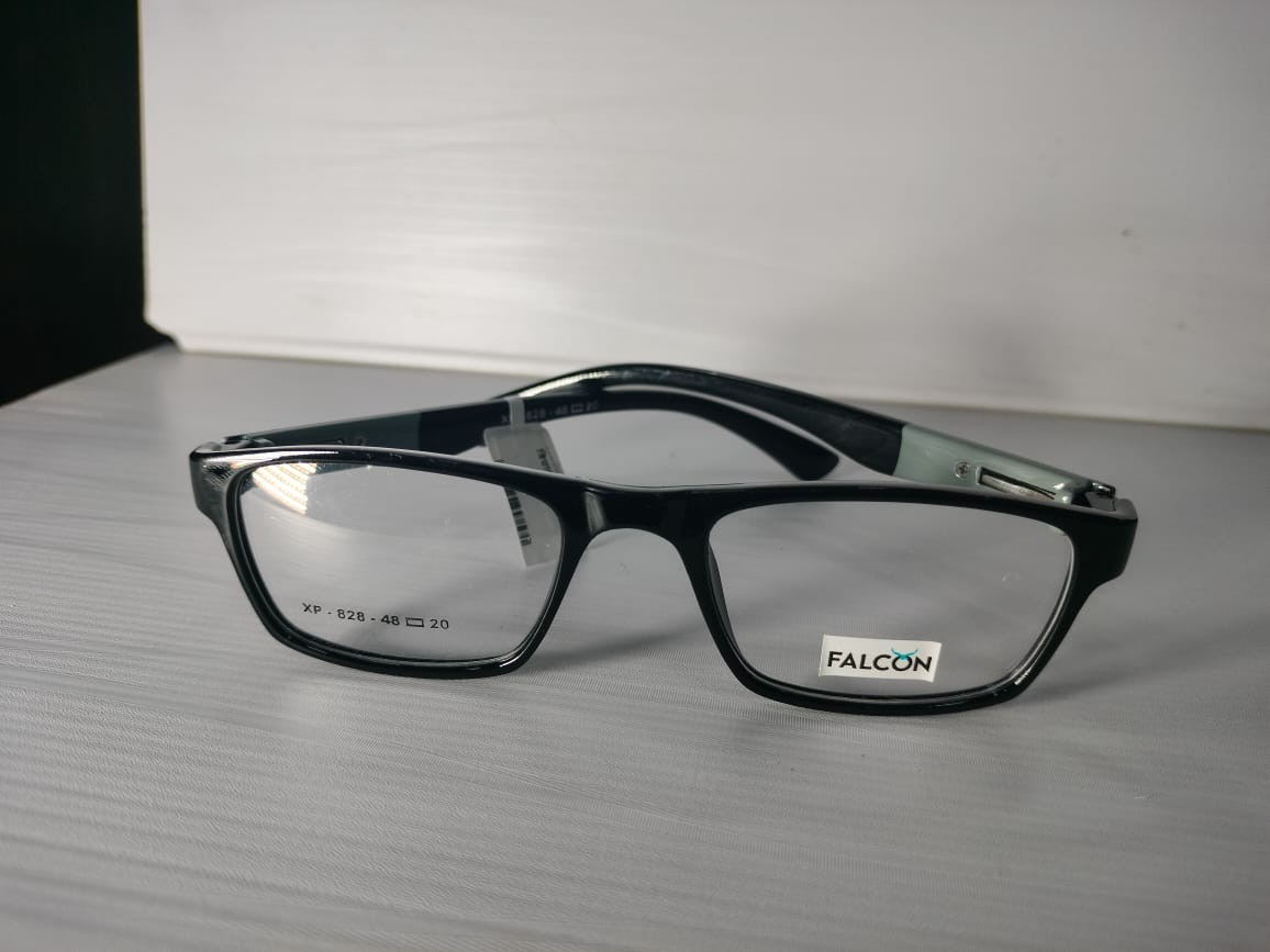 Brand Falcon Shiny Black and Grey Color Side Sunglasses (Chashma) || Eyewear Specs