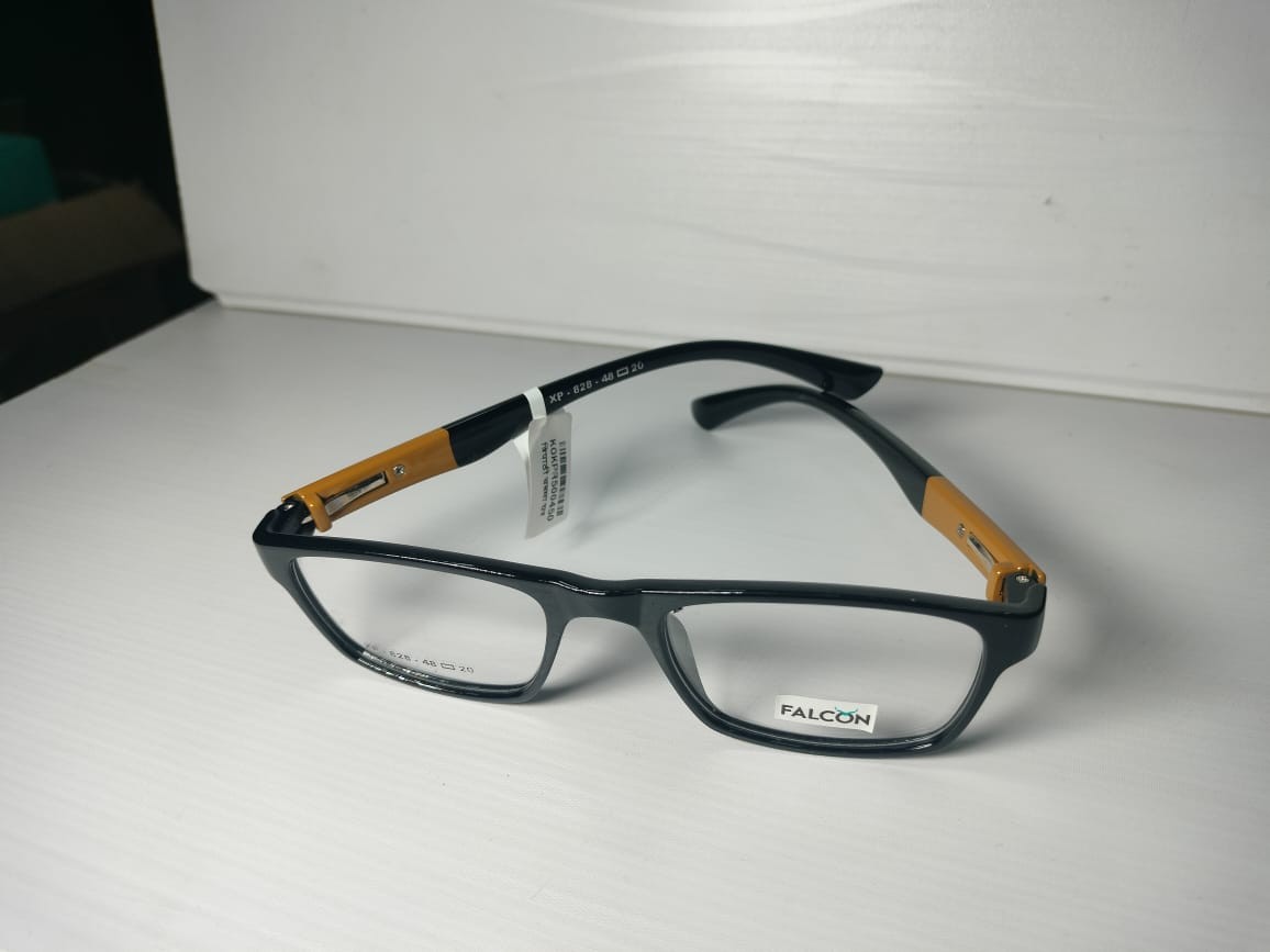 Brand Falcon Shiny Black and Yellow Colour Side Sunglasses (Chashma) Eyewear Specs