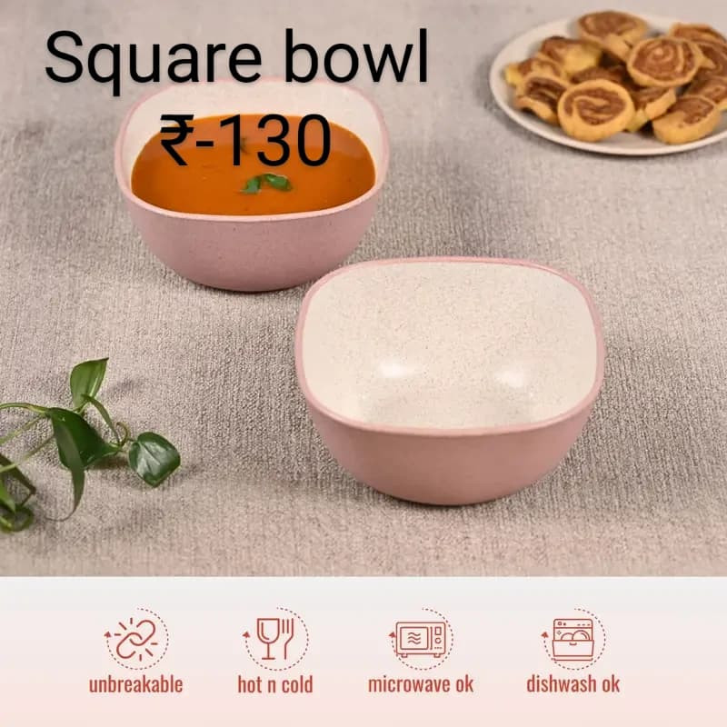 ECO friendly Square Bowl for Sabji Soup etc