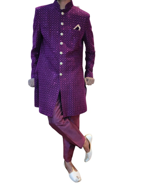 Men's Purple Indo-western Velvet Laser || Available in All Size || Medium, Large, XL, XXL