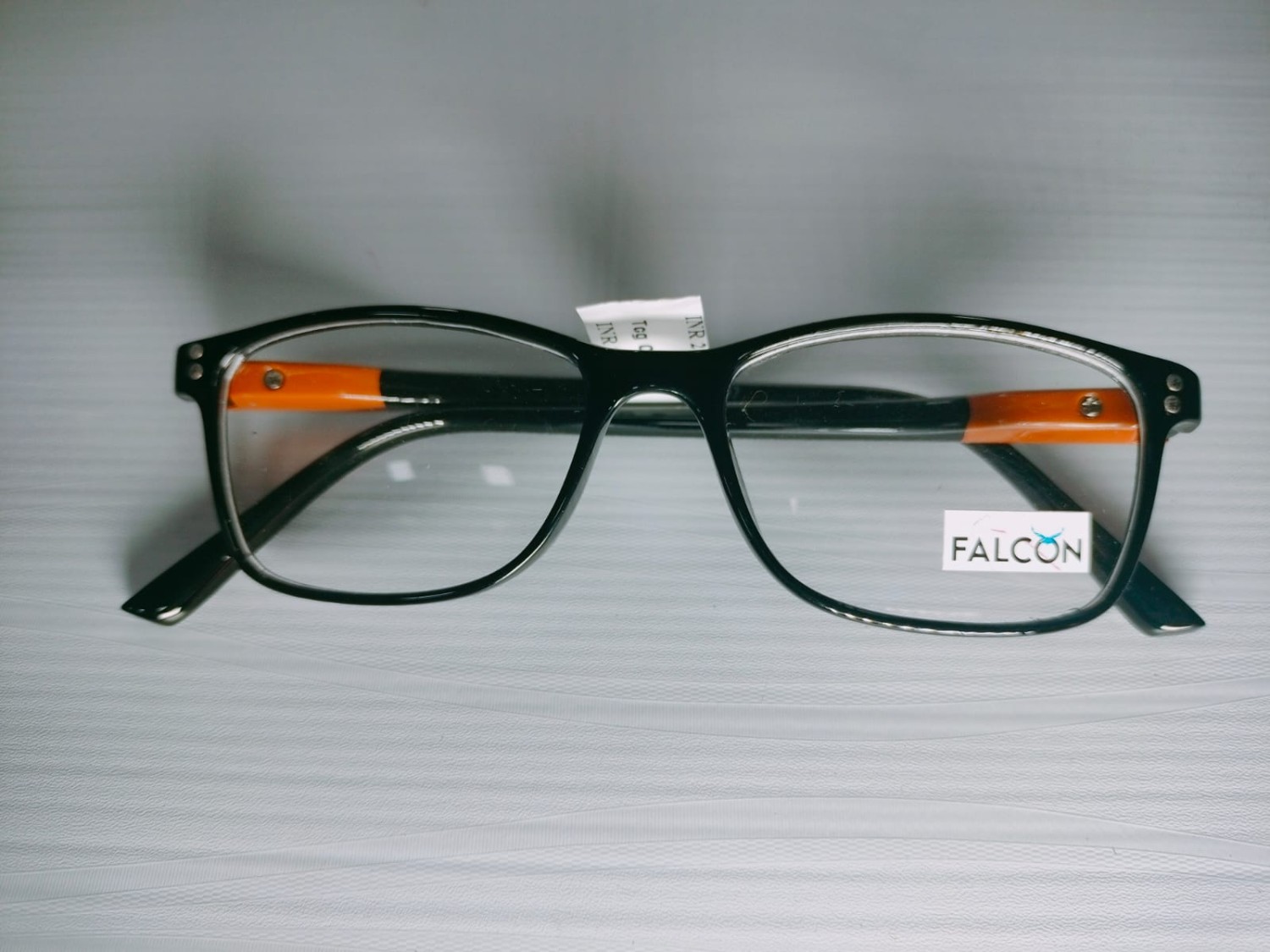 Brand Falcon Sunglasses (Chashma) || Shiny Black and Orange Color Side Eyewear Specs