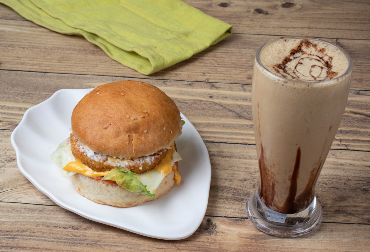 Aaloo Burger + Cold Coffee Combo (Tea Coffee Club)