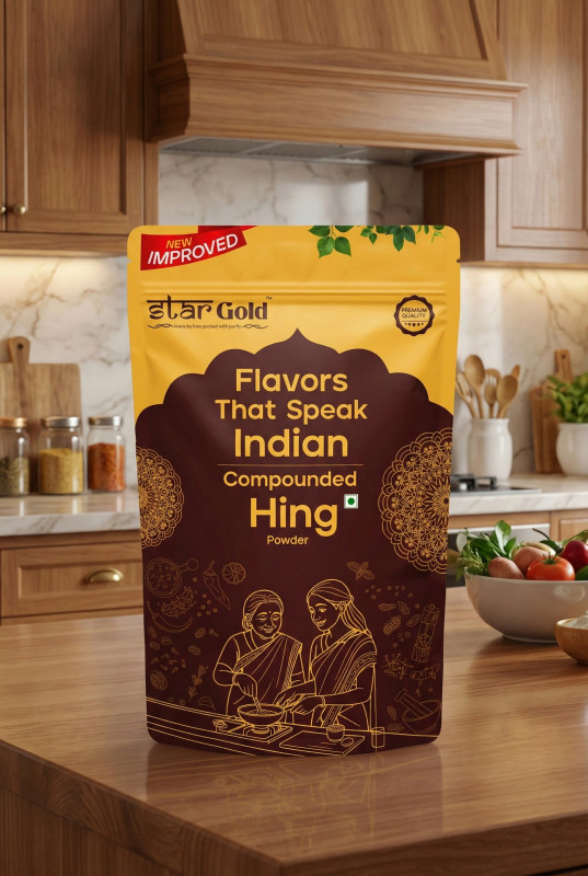 Star Gold Hing 100gm pack Compounded Asafoetida Powder, Strong Aroma, Rich Flavour, Premium Quality Hing.